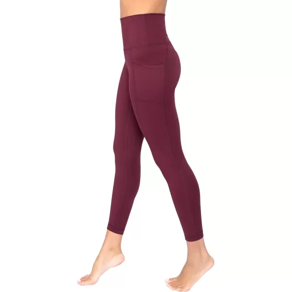 Yogalicious Lux High Waist Elastic Free Ankle LeggingWindsor Wine WPocket