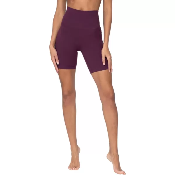 Yogalicious Lux High Waist Squat Proof Biker Short  2 Pack 5 7Mauve WineBlack 7 Elastic Free