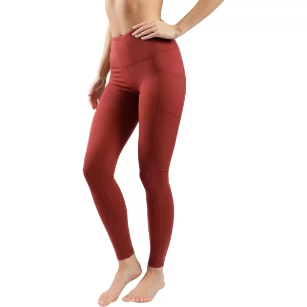 Yogalicious Squat Proof Fleece Lined High Waist Legging with Pockets for WomenRustic Cognac