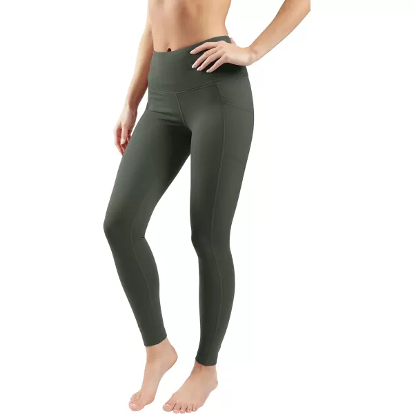 Yogalicious Squat Proof Fleece Lined High Waist Leggings for WomenForest Night WPocket