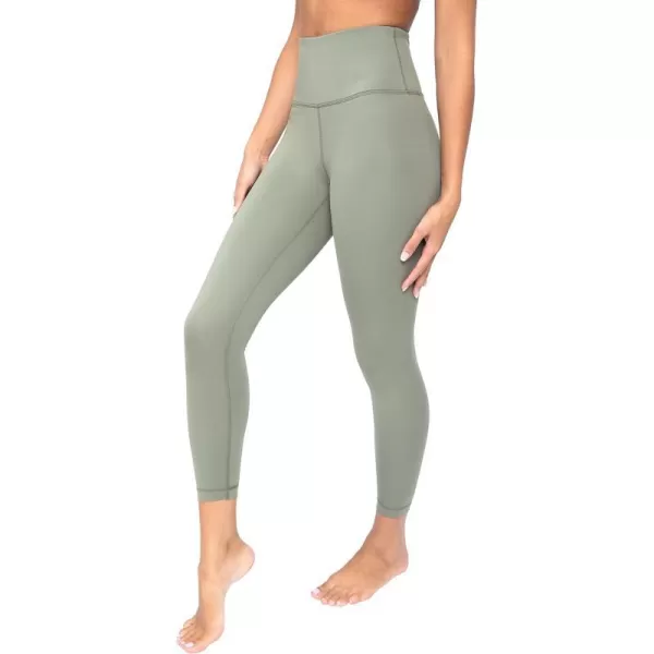 Yogalicious High Waist Squat Proof Lux Ankle Leggings for WomenDeep Lichen Green Lux 25