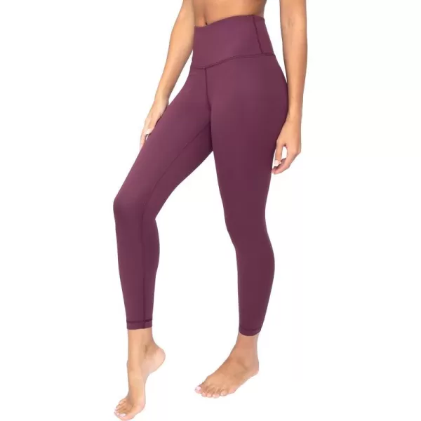 Yogalicious High Waist Squat Proof Lux Ankle Leggings for WomenMauve Wine Lux 25