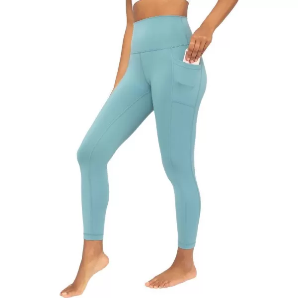 Yogalicious Lux High Waist Elastic Free Ankle LeggingSmoke Blue WPocket