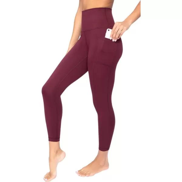 Yogalicious Lux High Waist Elastic Free Ankle LeggingWindsor Wine WPocket