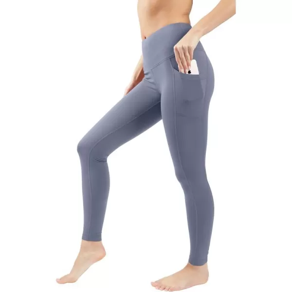 Yogalicious Squat Proof Fleece Lined High Waist Leggings for WomenBlue Fusion WPocket