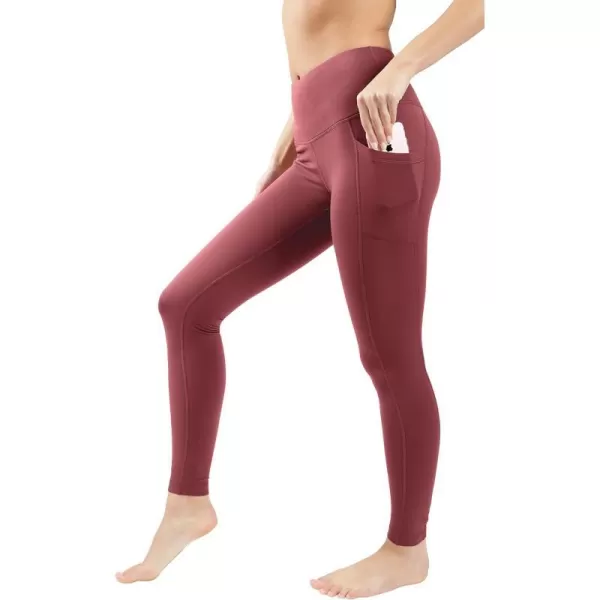 Yogalicious Squat Proof Fleece Lined High Waist Leggings for WomenWindsor Wine WPocket