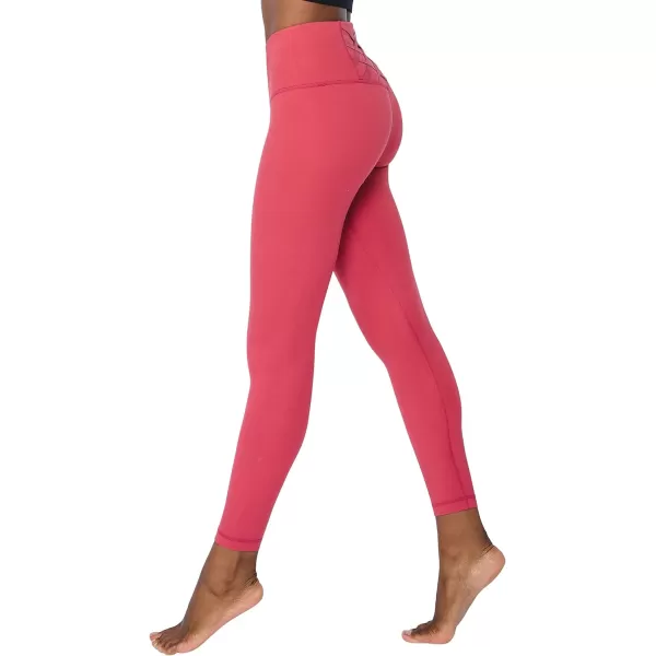 Yogalicious High Rise Squat Proof Criss Cross Yoga Pants for Women Tummy Control Non See Through Ankle Yoga LeggingsEarth Red