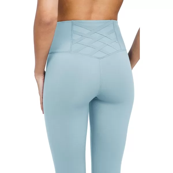 Yogalicious High Rise Squat Proof Criss Cross Yoga Pants for Women Tummy Control Non See Through Ankle Yoga LeggingsSmoke Blue