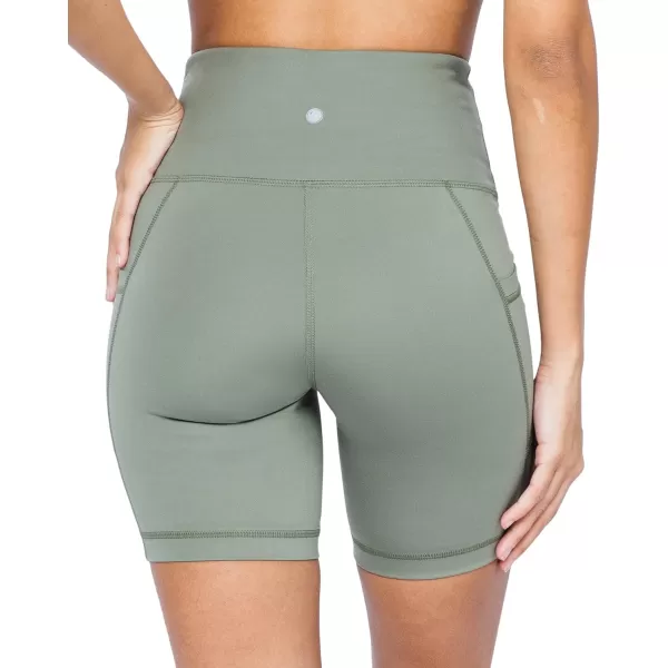 Yogalicious High Waist Squat Proof Side Pocket Biker Shorts  35 5 7 9Deep Lichen Green 7