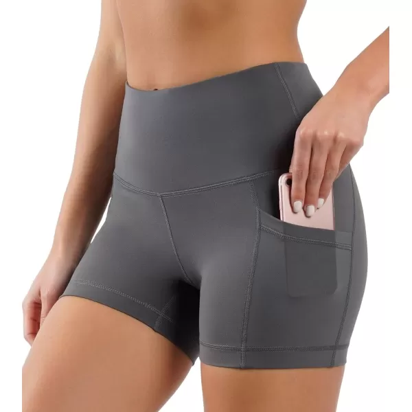 Yogalicious High Waist Squat Proof Side Pocket Biker Shorts  35 5 7 9Fresh Dill 35