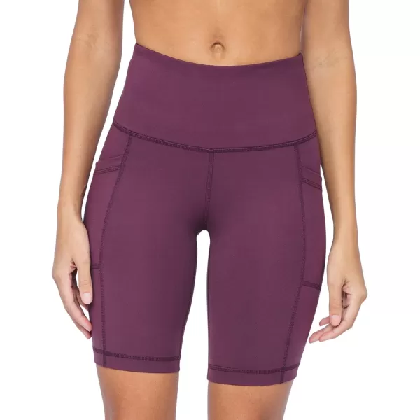 Yogalicious High Waist Squat Proof Side Pocket Biker Shorts  35 5 7 9Mauve Wine 9