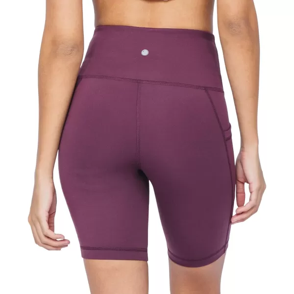 Yogalicious High Waist Squat Proof Side Pocket Biker Shorts  35 5 7 9Mauve Wine 9