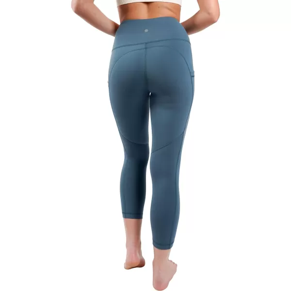 Yogalicious High Waist Squat Proof Yoga Capri Leggings with Side Pockets for WomenAegean Sea Lux With Pocket