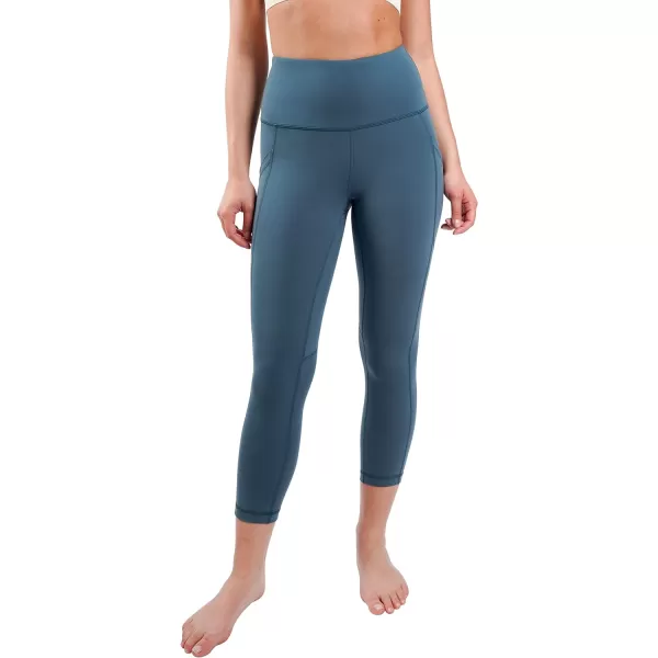 Yogalicious High Waist Squat Proof Yoga Capri Leggings with Side Pockets for WomenAegean Sea Lux With Pocket