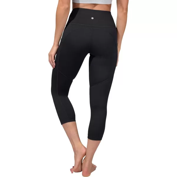 Yogalicious High Waist Squat Proof Yoga Capri Leggings with Side Pockets for WomenBlack Lux With Pocket