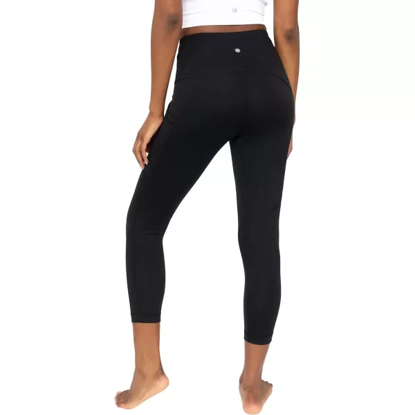 Yogalicious High Waist Squat Proof Yoga Capri Leggings with Side Pockets for WomenBlack Lux With Pocket