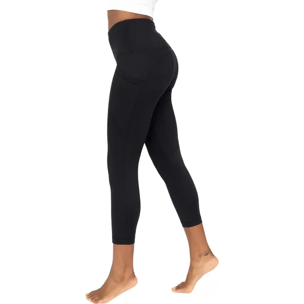 Yogalicious High Waist Squat Proof Yoga Capri Leggings with Side Pockets for WomenBlack Lux With Pocket
