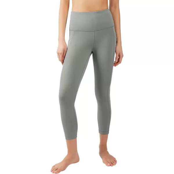 Yogalicious High Waist Squat Proof Yoga Capri Leggings with Side Pockets for WomenBlossom Olive Lux With Pocket