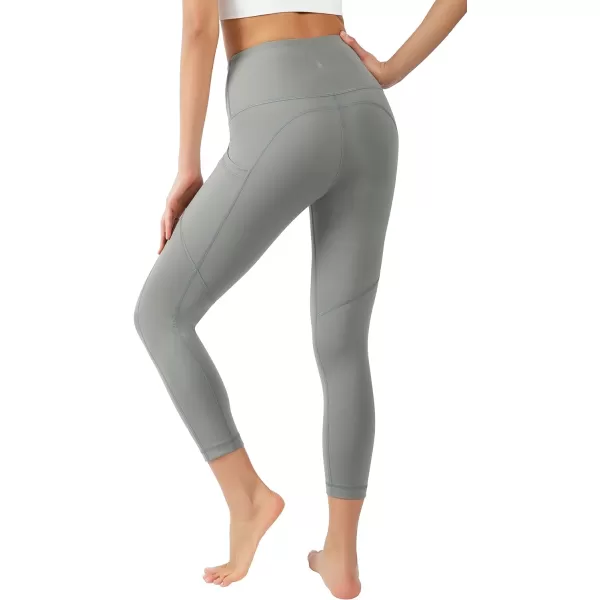 Yogalicious High Waist Squat Proof Yoga Capri Leggings with Side Pockets for WomenBlossom Olive Lux With Pocket