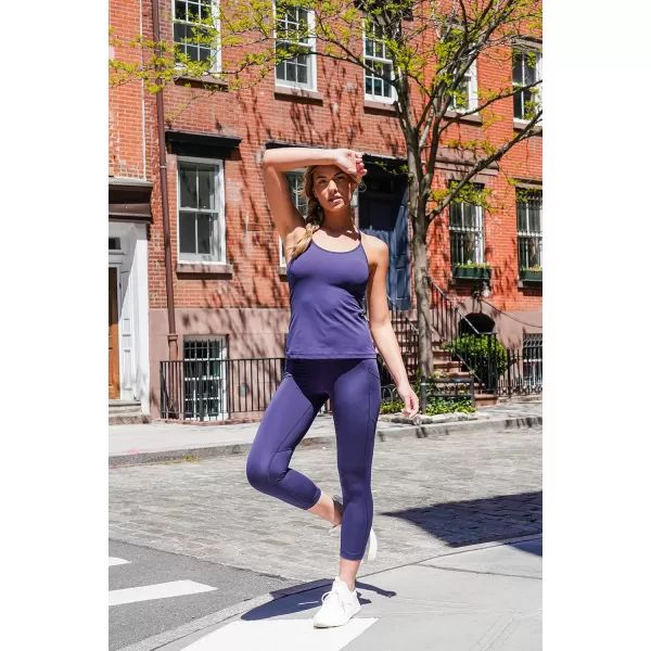 Yogalicious High Waist Squat Proof Yoga Capri Leggings with Side Pockets for WomenFaded Denim Lux With Pocket