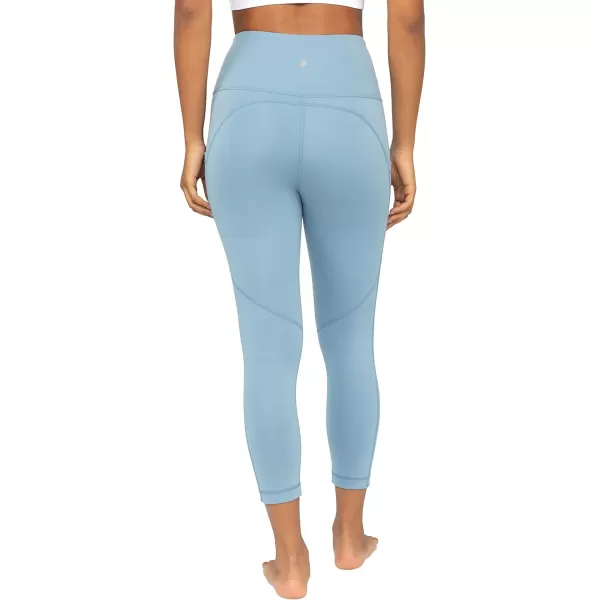 Yogalicious High Waist Squat Proof Yoga Capri Leggings with Side Pockets for WomenFaded Denim Lux With Pocket