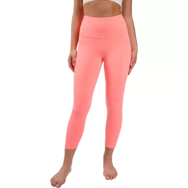 Yogalicious High Waist Squat Proof Yoga Capri Leggings with Side Pockets for WomenFusion Coral Lux With Pocket
