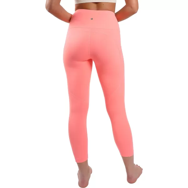 Yogalicious High Waist Squat Proof Yoga Capri Leggings with Side Pockets for WomenFusion Coral Lux With Pocket