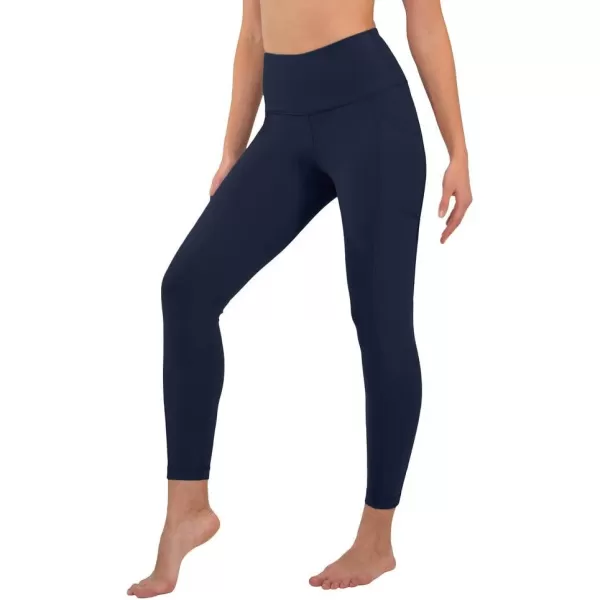 Yogalicious High Waist Ultra Soft 78 Ankle Length Leggings with Pockets for WomenArctic Navy Nude Tech