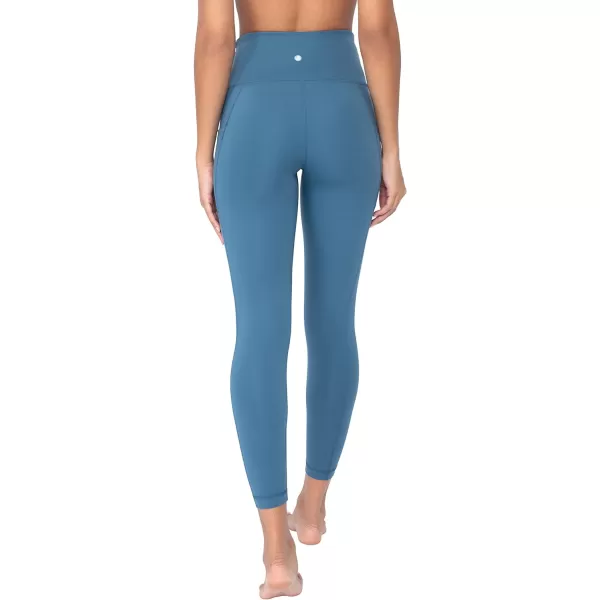 Yogalicious High Waist Ultra Soft 78 Ankle Length Leggings with Pockets for WomenBlue Fusion Lux