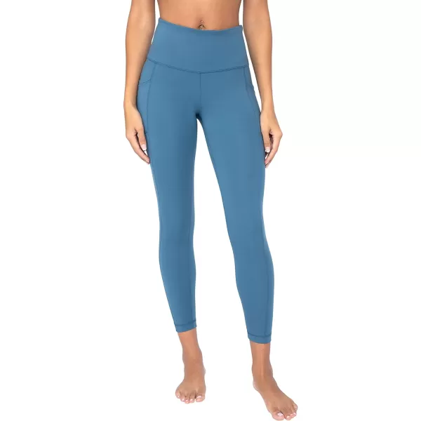 Yogalicious High Waist Ultra Soft 78 Ankle Length Leggings with Pockets for WomenBlue Fusion Lux