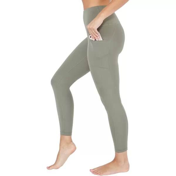 Yogalicious High Waist Ultra Soft 78 Ankle Length Leggings with Pockets for WomenDeep Lichen Green Nude Tech