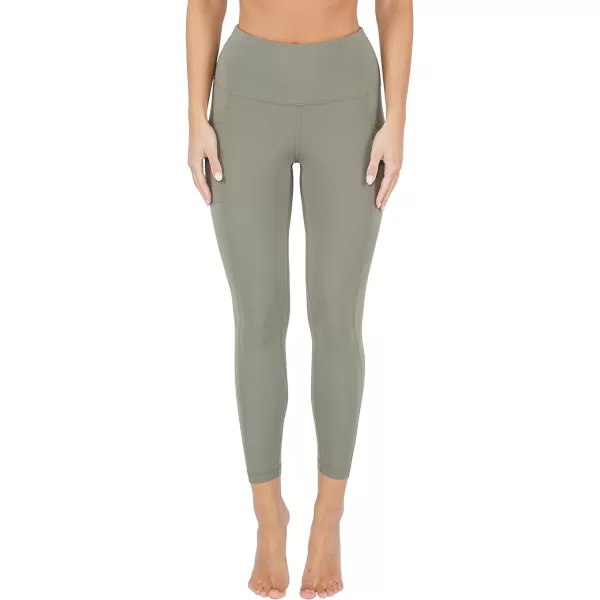 Yogalicious High Waist Ultra Soft 78 Ankle Length Leggings with Pockets for WomenDeep Lichen Green Nude Tech