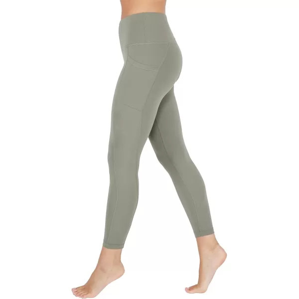 Yogalicious High Waist Ultra Soft 78 Ankle Length Leggings with Pockets for WomenDeep Lichen Green Nude Tech