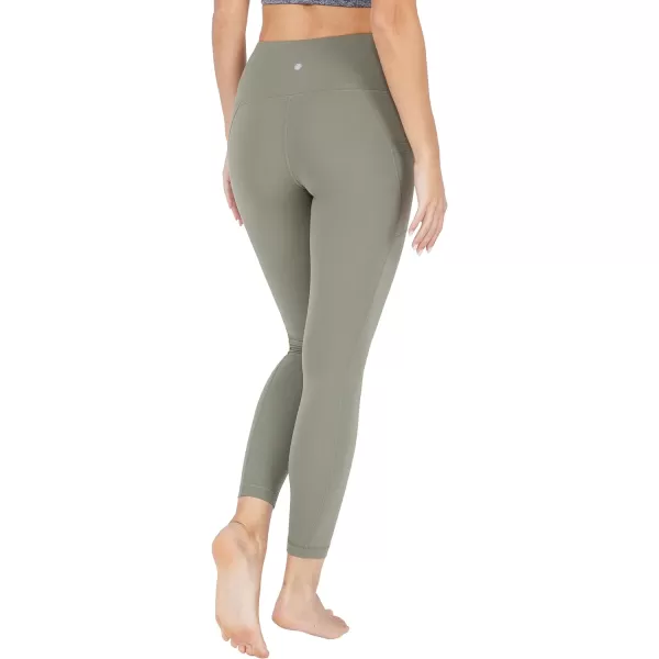 Yogalicious High Waist Ultra Soft 78 Ankle Length Leggings with Pockets for WomenDeep Lichen Green Nude Tech