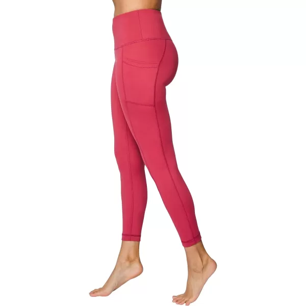 Yogalicious High Waist Ultra Soft 78 Ankle Length Leggings with Pockets for WomenEarth Red Lux