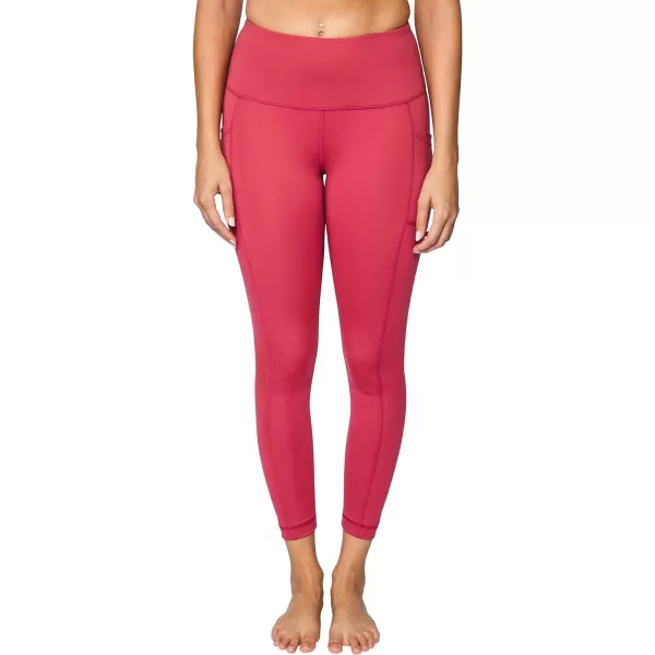 Yogalicious High Waist Ultra Soft 78 Ankle Length Leggings with Pockets for WomenEarth Red Lux