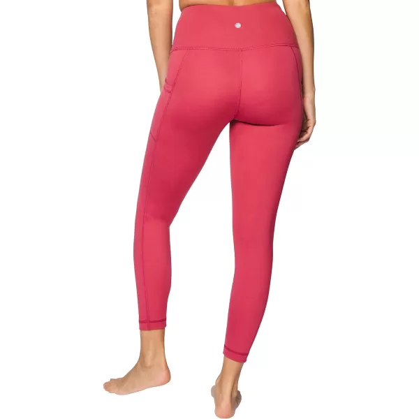 Yogalicious High Waist Ultra Soft 78 Ankle Length Leggings with Pockets for WomenEarth Red Lux