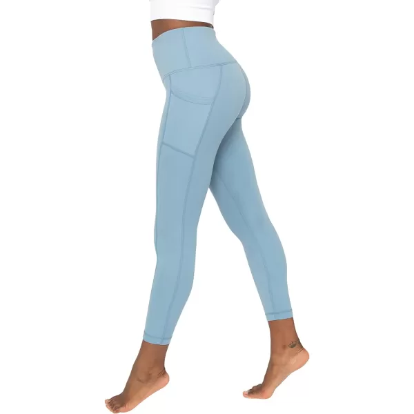 Yogalicious High Waist Ultra Soft 78 Ankle Length Leggings with Pockets for WomenFaded Denim Lux