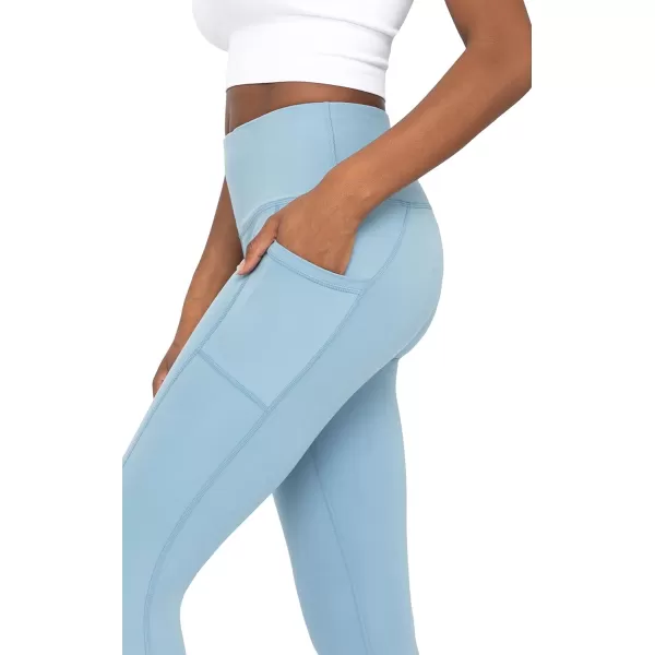 Yogalicious High Waist Ultra Soft 78 Ankle Length Leggings with Pockets for WomenFaded Denim Lux