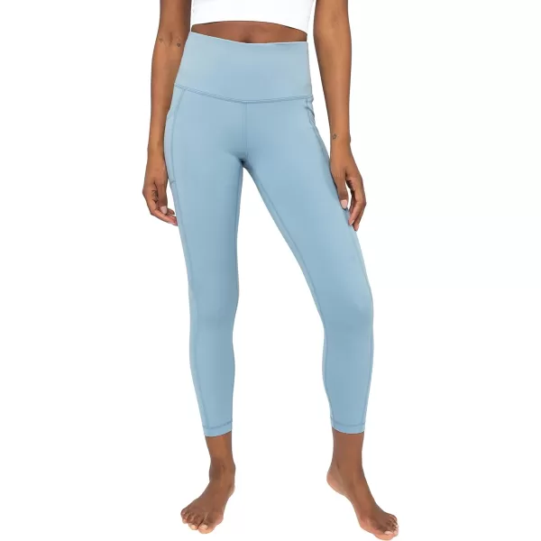 Yogalicious High Waist Ultra Soft 78 Ankle Length Leggings with Pockets for WomenFaded Denim Lux