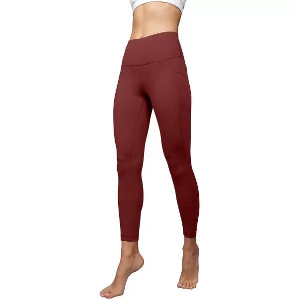 Yogalicious High Waist Ultra Soft 78 Ankle Length Leggings with Pockets for WomenFire Brick Lux