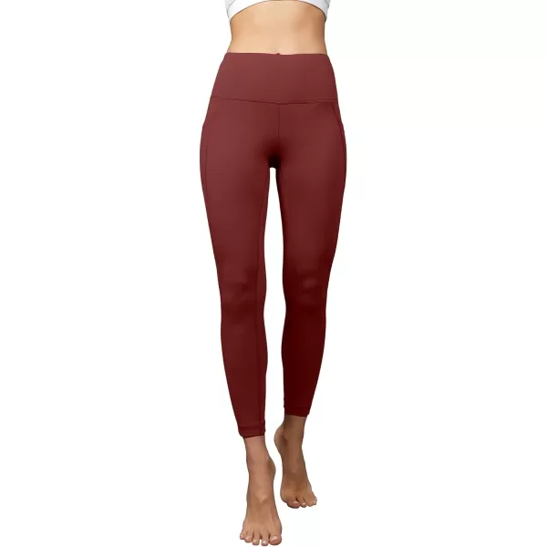 Yogalicious High Waist Ultra Soft 78 Ankle Length Leggings with Pockets for WomenFire Brick Lux