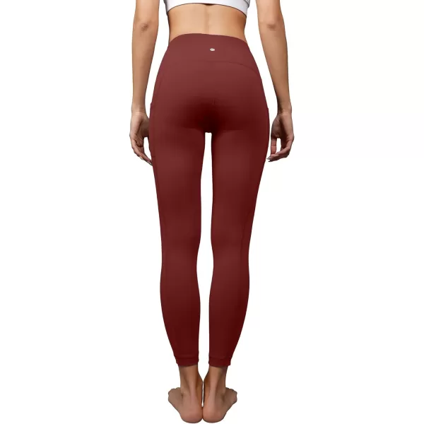 Yogalicious High Waist Ultra Soft 78 Ankle Length Leggings with Pockets for WomenFire Brick Lux