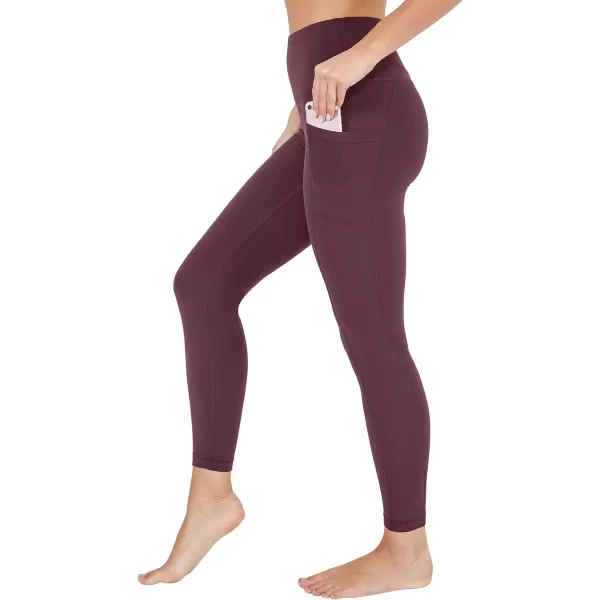 Yogalicious High Waist Ultra Soft 78 Ankle Length Leggings with Pockets for WomenMauve Wine Nude Tech