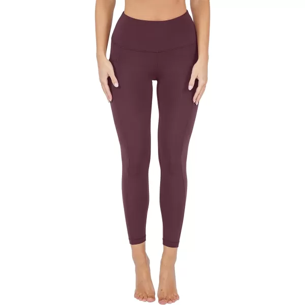 Yogalicious High Waist Ultra Soft 78 Ankle Length Leggings with Pockets for WomenMauve Wine Nude Tech