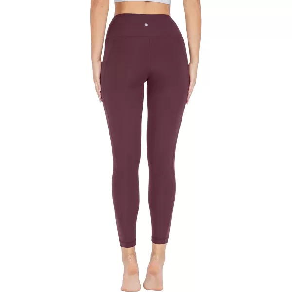 Yogalicious High Waist Ultra Soft 78 Ankle Length Leggings with Pockets for WomenMauve Wine Nude Tech