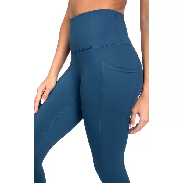 Yogalicious High Waist Ultra Soft 78 Ankle Length Leggings with Pockets for WomenOcean Silk Lux