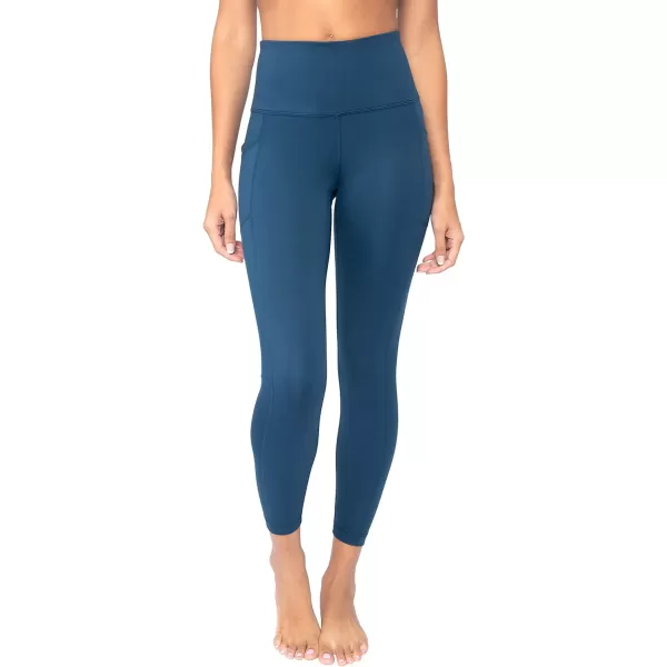 Yogalicious High Waist Ultra Soft 78 Ankle Length Leggings with Pockets for WomenOcean Silk Lux