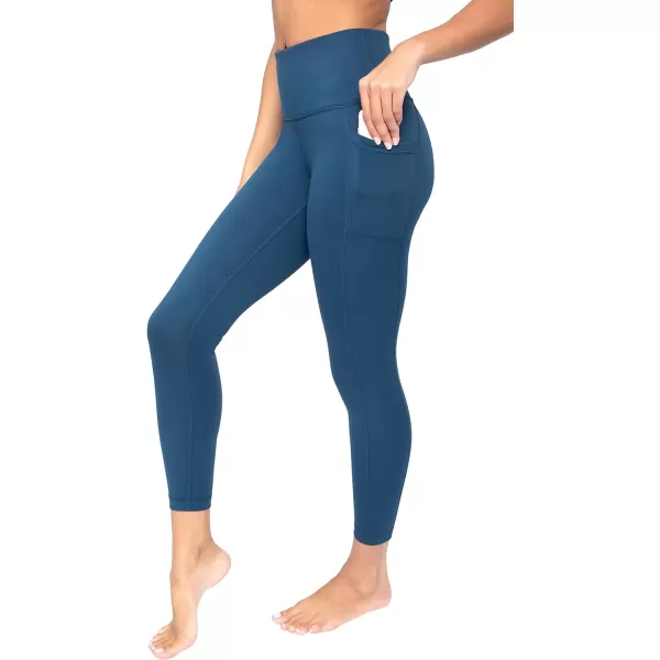 Yogalicious High Waist Ultra Soft 78 Ankle Length Leggings with Pockets for WomenOcean Silk Lux