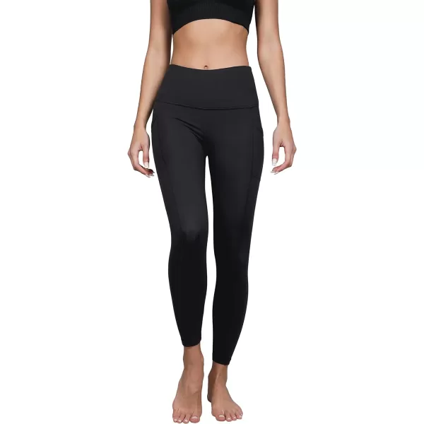 Yogalicious High Waist Ultra Soft 78 Ankle Length Leggings with Pockets for WomenOnyx Black Lux